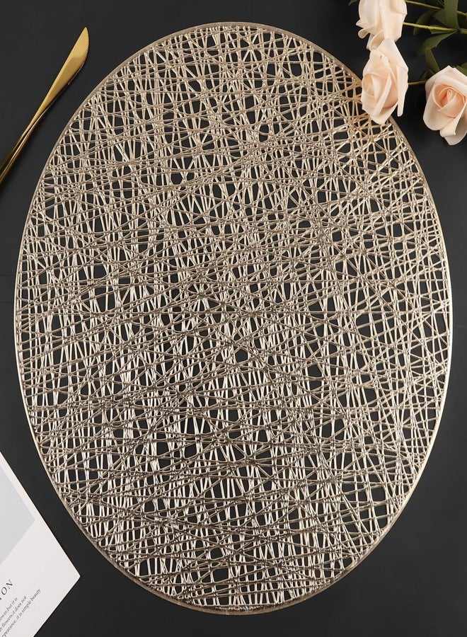 Mabbcoo Placemats Set of 6, Round Placemats Gold 15 Inch Washable Vinyl Place Mats Dining Table Mats for Wedding Party Kitchen Decorations - Image 1