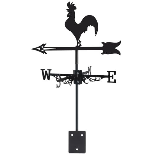 VESTCDF Rooster Metal Weather Vane Wind Direction Indicator Outdoor Weather Vanes Roof Mount Yard Patio Wind Vanes for OutsideYard Farm Garden Patio Decoration - Image 1