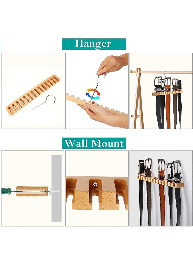 HOUSE DAY Pack of 2 Belt Hanger Wooden Belt Organizer Belt Rack Organizer Belt Rack Holder for Closet Storing Belts Tie for Men or Women, Belt Holder, Belt Storage, Tie Rack, Tie Hanger (Bronze) - Image 4