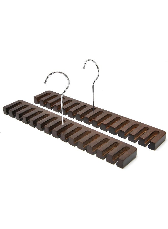 HOUSE DAY Pack of 2 Belt Hanger Wooden Belt Organizer Belt Rack Organizer Belt Rack Holder for Closet Storing Belts Tie for Men or Women, Belt Holder, Belt Storage, Tie Rack, Tie Hanger (Bronze) - Image 1