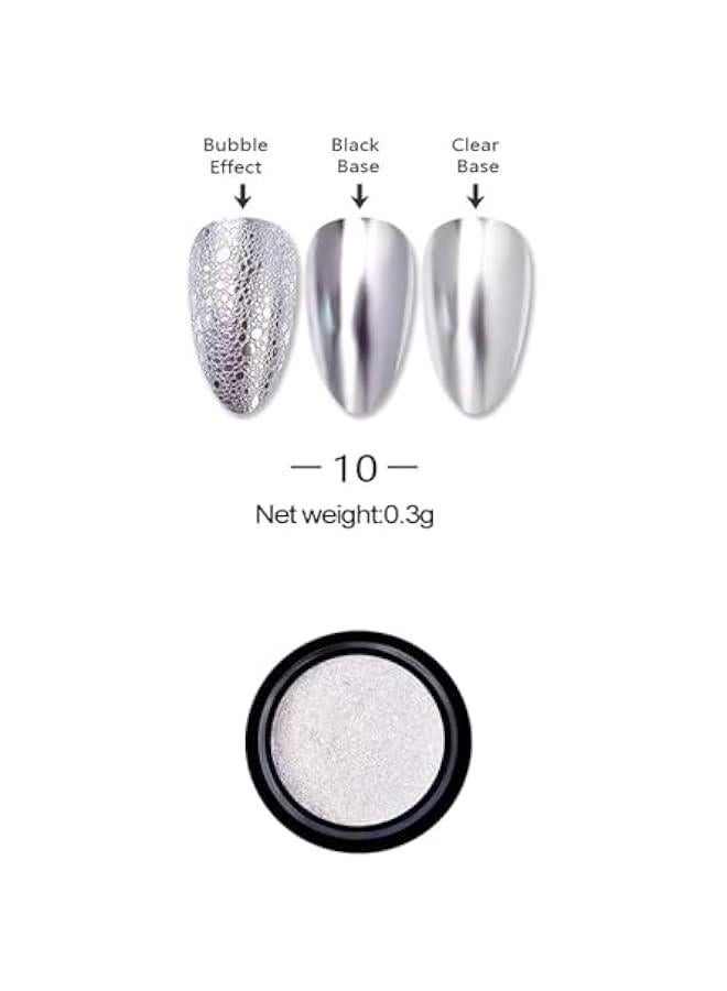 TRASSLE Chrome Nail Powder 2 Colors Champagne Gold Silver Nail Chrome Powder 3D Holographic Metallic Effect Chrome Powder for Gel Nails Manicure Nail Decoration - Image 3
