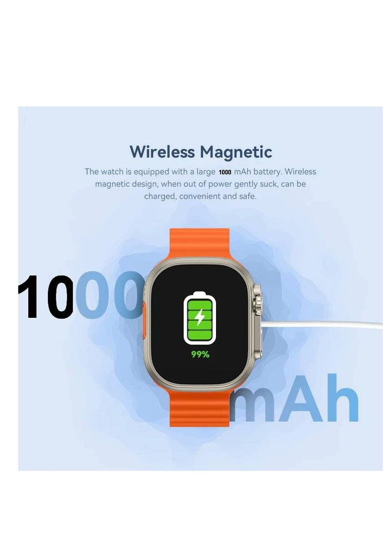 5G Android Smartwatch EZ1 Ultra 2 With Sim and 4Gb Ram 64Gb Rom Dual camera 3 set Strap - Orange