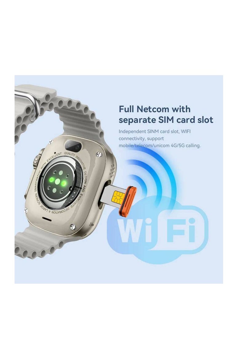 5G Android Smartwatch EZ1 Ultra 2 With Sim and 4Gb Ram 64Gb Rom Dual camera 3 set Strap - Orange