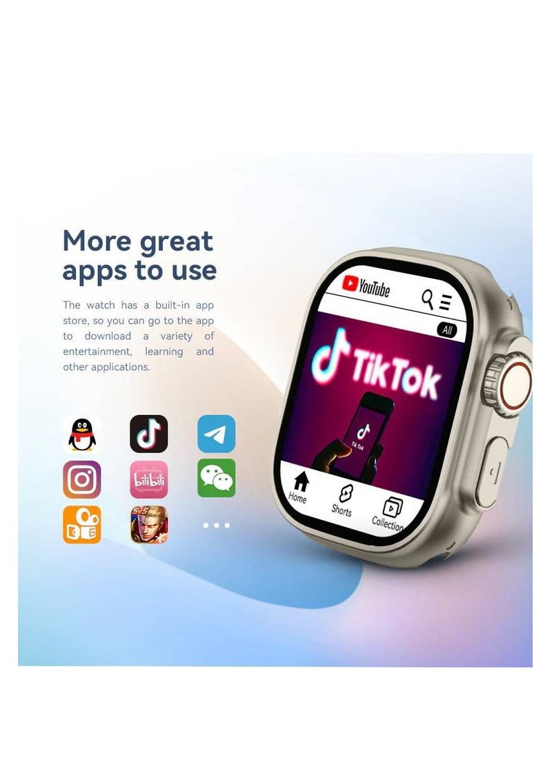 5G Android Smartwatch EZ1 Ultra 2 With Sim and 4Gb Ram 64Gb Rom Dual camera 3 set Strap - Orange