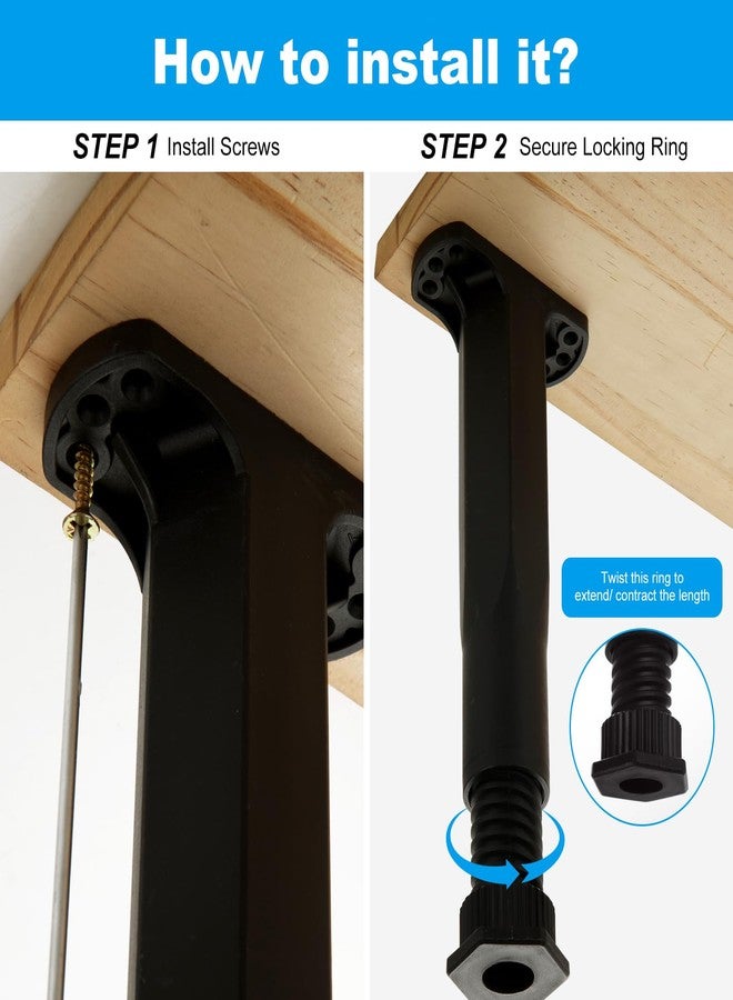 GBACHOOSE 8PCS Bed Frame Support Legs Adjustable Furniture Legs 8.3-14.8 Inch, Bed Support Legs Heavy Duty for Frame/Sofa/Dresser/Chair/Table/Cabinet and Wooden Furniture - Image 4