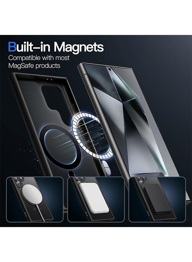 أوشن حقيبة مغناطيسية لمجرة سامسونج S24 Ultra 5G, متوافق مع MagSafe, شبه شفاف غير لامع الخلفية للحماية من الصدمات غطاء الهاتف الواقي لمجرة سامسونج S24 Ultra 5G (أسود) - Image 3