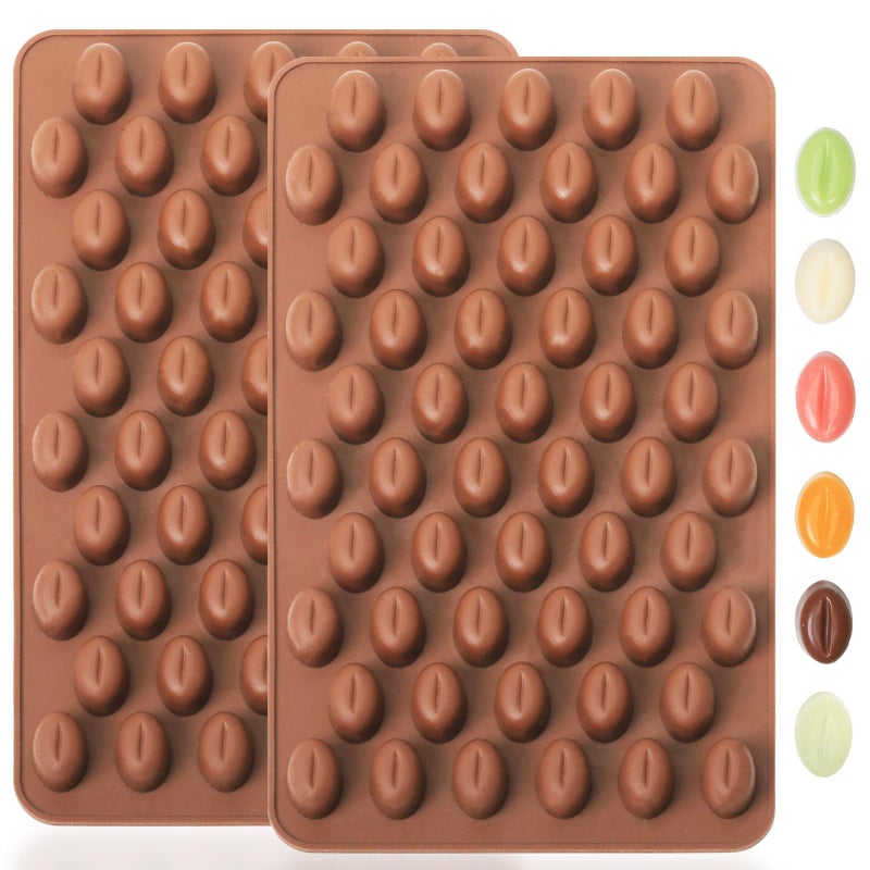 Amyandone Mini Coffee Bean Molds 55 Cavities Silicone Chocolate Mold with Coffee Bean Shape Food Grade Mini Silicone Mold for Homemade Sugar Free Chocolate ChipsSnacksCake Dcor 2 PCS
