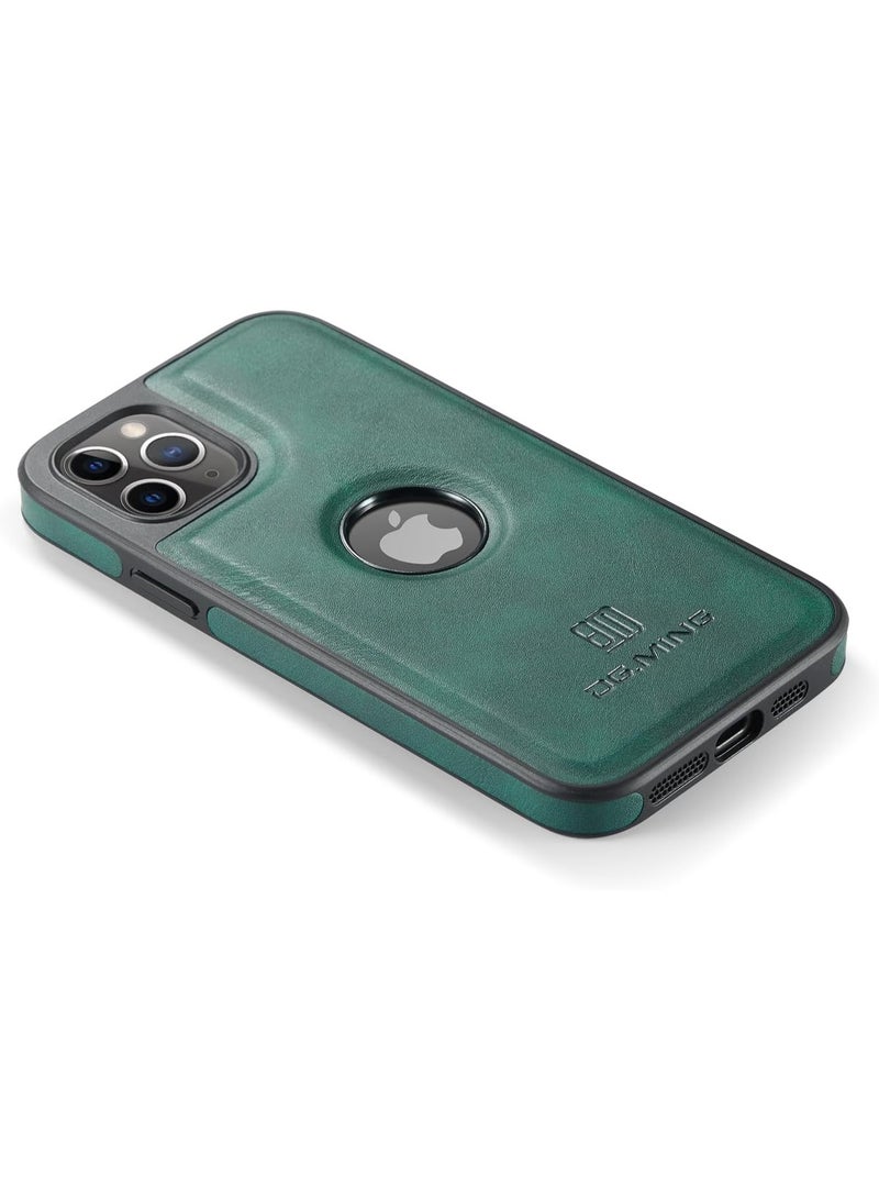 DGMING Case Cover Premium Retro Faux Leather Back Case with Logo CutOut Shockproof Compatible with IPhone 11 pro Max (Green) - Image 4