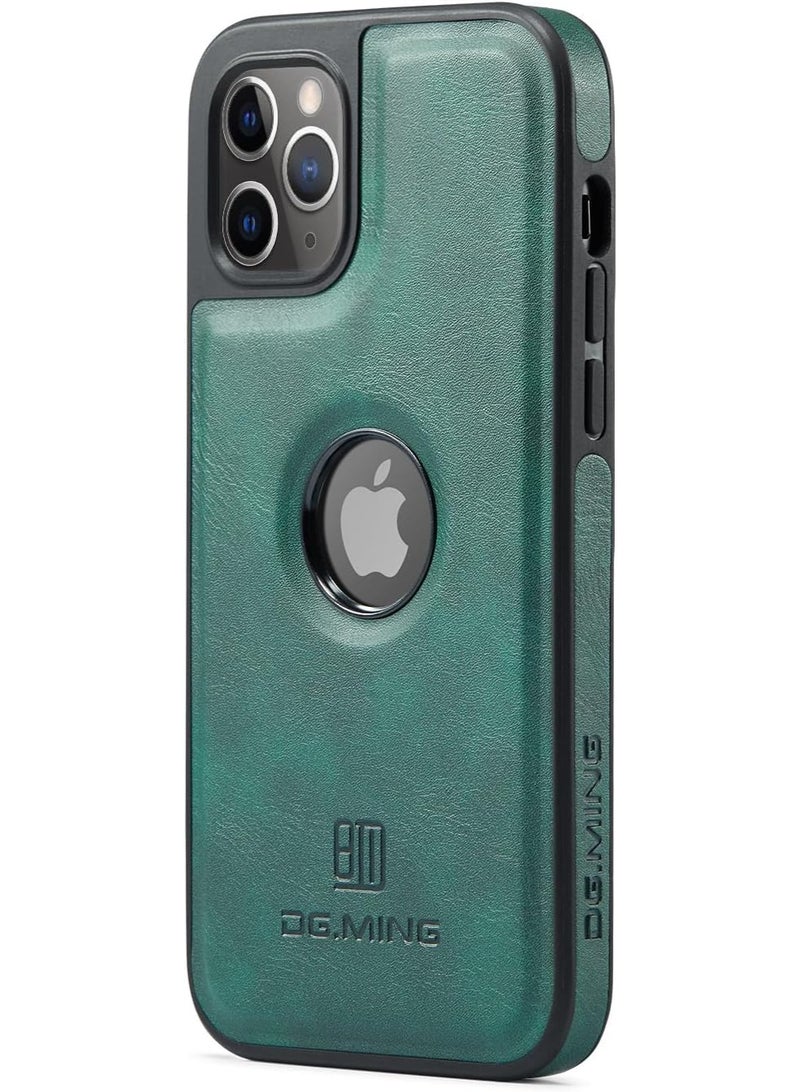 DGMING Case Cover Premium Retro Faux Leather Back Case with Logo CutOut Shockproof Compatible with IPhone 11 pro Max (Green) - Image 3