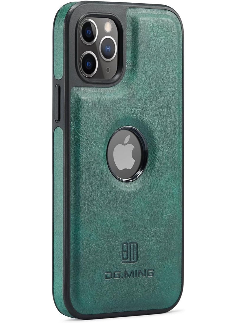DGMING Case Cover Premium Retro Faux Leather Back Case with Logo CutOut Shockproof Compatible with IPhone 11 pro Max (Green) - Image 1