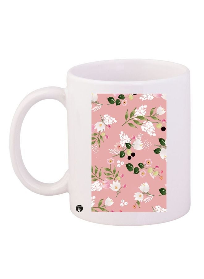 RYN Floral Printed Coffee Mug White/Pink/Green 11ounce