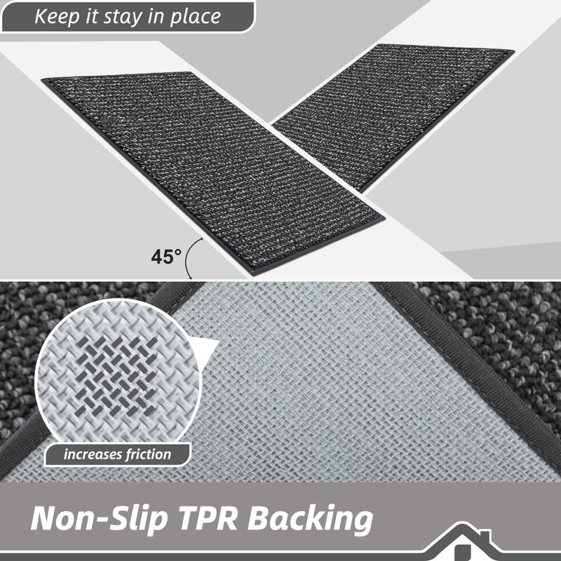BEQHAUSE Kitchen Rugs and Mats 2PCS, Non-Slip Kitchen Mats for Floor, Absorbent and Stain Resistant Kitchen Runner, Machine Washable Rugs for Kitchen, Laundry & Sink, 20"x32"+20"x48", Charcoal - Image 4