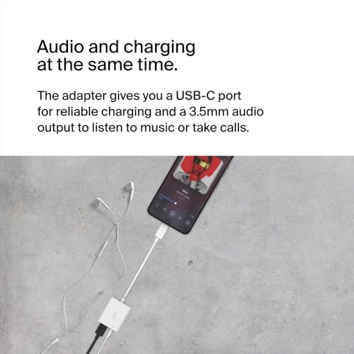 Belkin Rockstar 35mm Audio with USBC Charge Adaptor Included USBC Audio Adaptor Compatible with iPad Pro Galaxy Note Google Pixel LG G6 Sony Xperia OnePlus and More White - Image 3