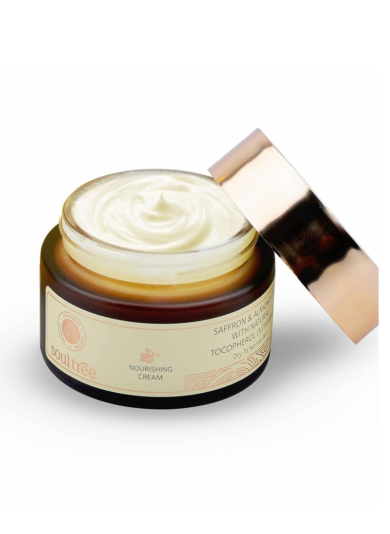 SOULTREE - SoulTree Nourishing Face Cream Saffron Almond Oil with Natural Vitamin E For Dry to Normal Skin Boosts Radiance 50G - Image 1