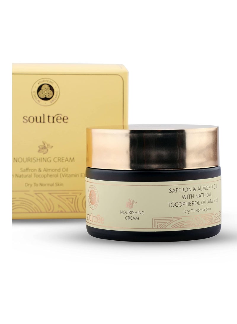 SOULTREE - SoulTree Nourishing Face Cream Saffron Almond Oil with Natural Vitamin E For Dry to Normal Skin Boosts Radiance 50G - Image 1