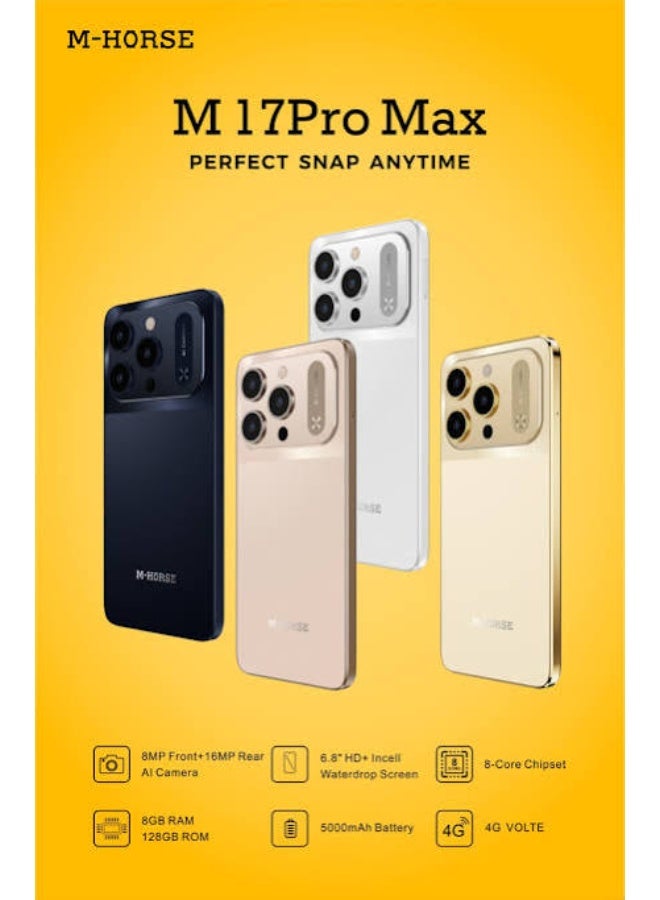 M-HORSE M16 Pro Max Smartphone, 256GB Storage, 12GB RAM, NFC, Desert Gold - Image 3