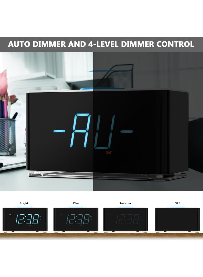 iTOMA 1.4" LED Display Digital Alarm Clock Radio with 15W Fast Wireless Charger & Bluetooth Speaker Bedside Clock with FM Radio,  LED Night Light for Bedroom, Home Office, Nightstand  - Image 3