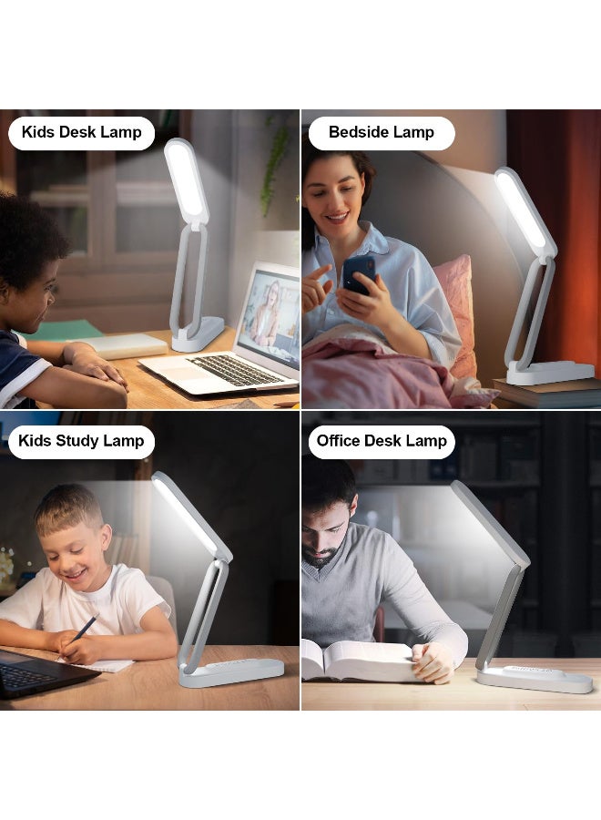 مصباح مكتب LED قابل للطي، ضوء قراءة لاسلكي محمول بثلاثة مستويات سطوع، أبيض - Image 5