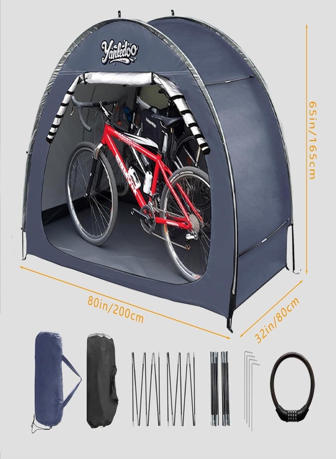 Yanledoo Blue Bike Shed, Waterproof Bicycle Shelter, Outdoor Portable Bike Storage Shed Tent with 210D Oxford Fabric, Bicycle Cover Fits 2-3 Bikes (Blue) - Image 5