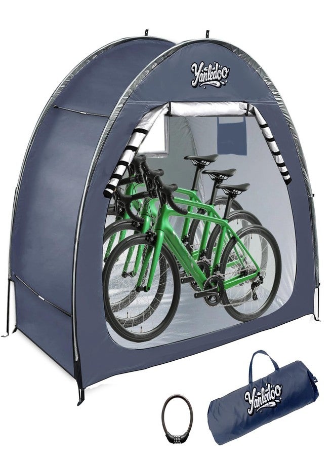 Yanledoo Blue Bike Shed, Waterproof Bicycle Shelter, Outdoor Portable Bike Storage Shed Tent with 210D Oxford Fabric, Bicycle Cover Fits 2-3 Bikes (Blue) - Image 2