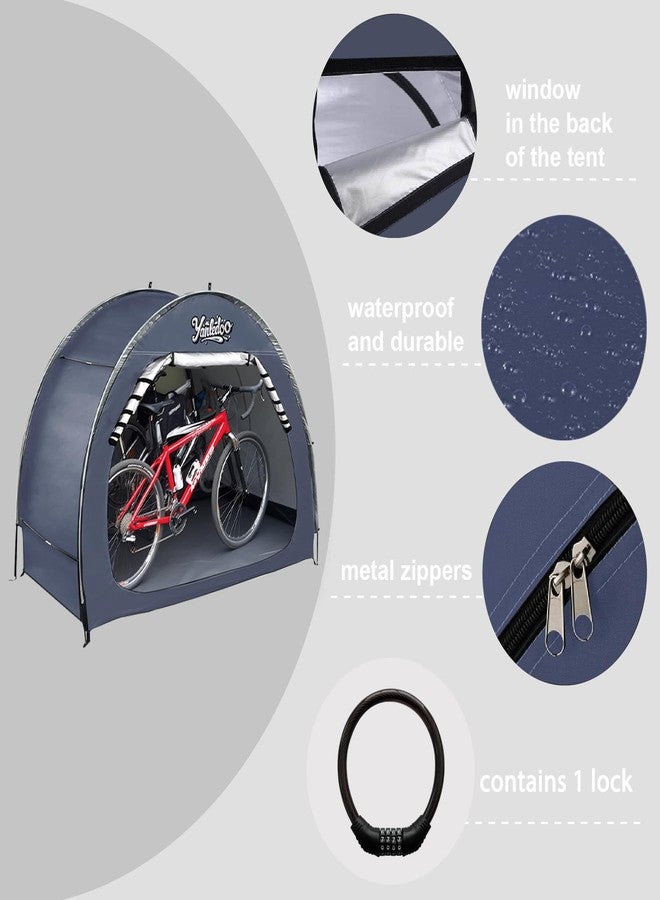 Yanledoo Blue Bike Shed, Waterproof Bicycle Shelter, Outdoor Portable Bike Storage Shed Tent with 210D Oxford Fabric, Bicycle Cover Fits 2-3 Bikes (Blue) - Image 4