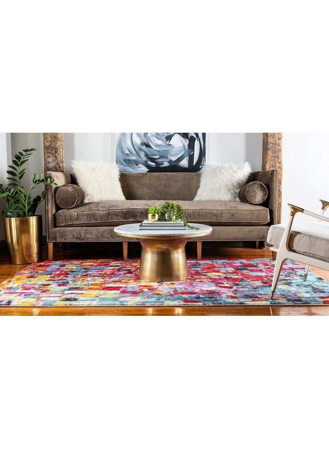 Unique Loom Lyon Collection Bright Modern Abstract Area Rug 3 Ft 3 In X 5 Ft 3 In Multi Blue - Image 4