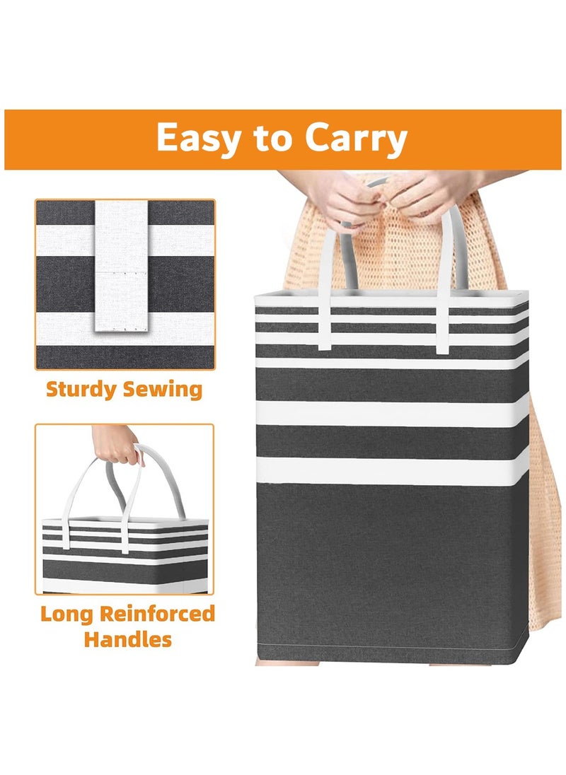 Laundry Basket, Laundry Hamper with Easy Carry Handles, Collapsible Washing Basket for Laundry, Bedroom, Dorm(Black)