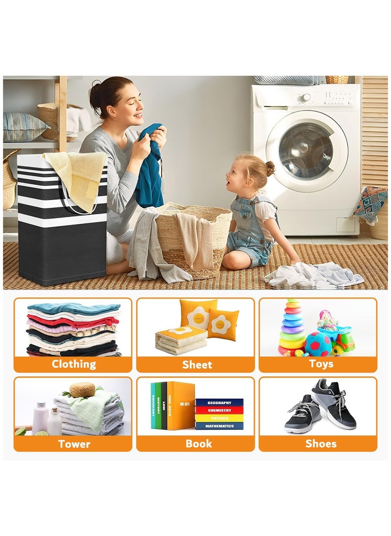 Laundry Basket, Laundry Hamper with Easy Carry Handles, Collapsible Washing Basket for Laundry, Bedroom, Dorm(Black)