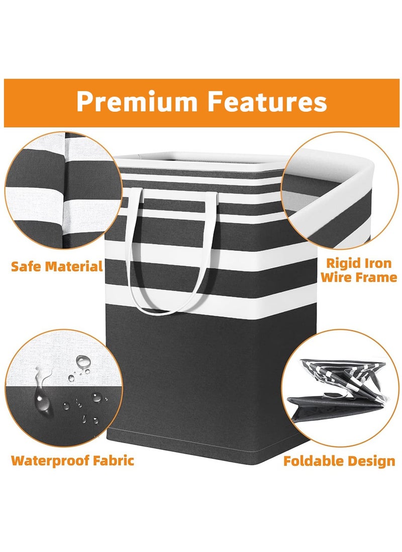 Laundry Basket, Laundry Hamper with Easy Carry Handles, Collapsible Washing Basket for Laundry, Bedroom, Dorm(Black)