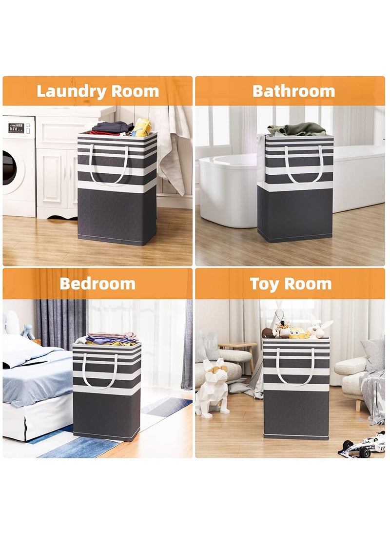 Laundry Basket, Laundry Hamper with Easy Carry Handles, Collapsible Washing Basket for Laundry, Bedroom, Dorm(Black)