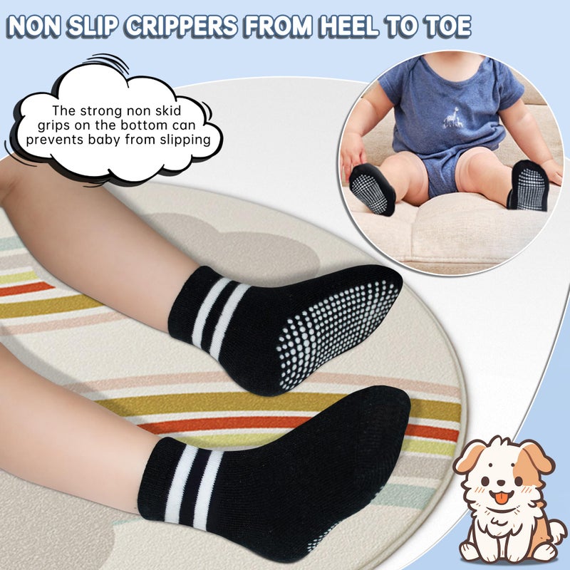 GRPSKCOS Baby Socks Non Slip 12 Pairs Toddler Anti Skid Socks for 0-7 Years Infants Little Kids Boys Girls (#1 Six Colours 0-6 Months) - Image 4