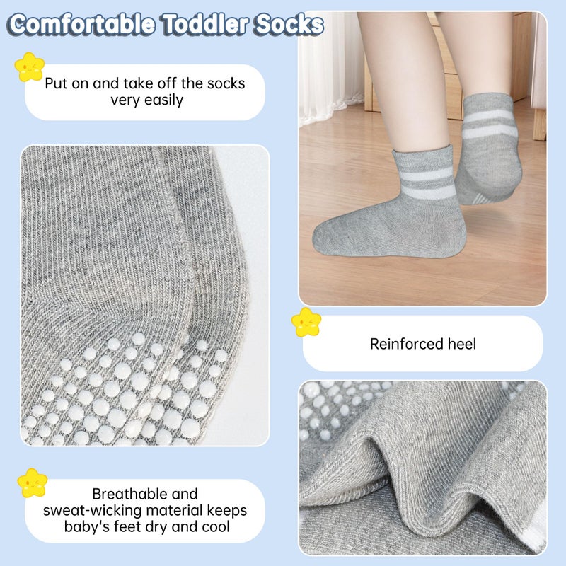 GRPSKCOS Baby Socks Non Slip 12 Pairs Toddler Anti Skid Socks for 0-7 Years Infants Little Kids Boys Girls (#1 Six Colours 0-6 Months) - Image 3