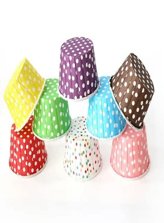 Adaamya® - 50/100 Pcs Polka Dot Print Random Color Expandable Muffin Cupcake Paper Mould Liners (Microwave Safe) for Home, Restaurant (Small, 50) - Image 1