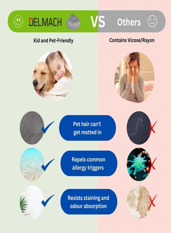 Delmach غطاء كرسي تخزين على شكل حيوان محشو من ديلماش (بدون حشوة) للأطفال والكبار. كيس فاصولياء كبير جدًا على شكل عش طائر، مصنوع من إسفنج ميموري فوم ناعم فاخر (رمادي، 3 أقدام (غطاء فقط)) - Image 5