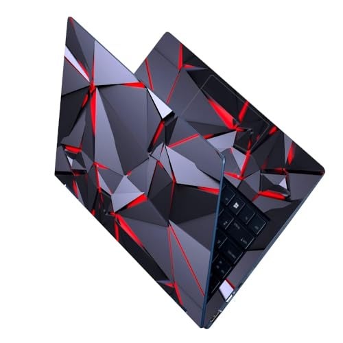 Techfit Full Body Laptop Skin Upto 15.6 inch Sticker Compatible for Dell/HP/Lenovo/Acer/Asus All Laptop Size Upto 14 to 15.6 Inch - Crimson Geometry - Image 1