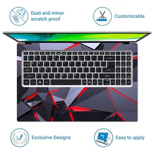 Techfit Full Body Laptop Skin Upto 15.6 inch Sticker Compatible for Dell/HP/Lenovo/Acer/Asus All Laptop Size Upto 14 to 15.6 Inch - Crimson Geometry - Image 4