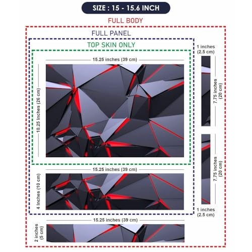 Techfit Full Body Laptop Skin Upto 15.6 inch Sticker Compatible for Dell/HP/Lenovo/Acer/Asus All Laptop Size Upto 14 to 15.6 Inch - Crimson Geometry - Image 5