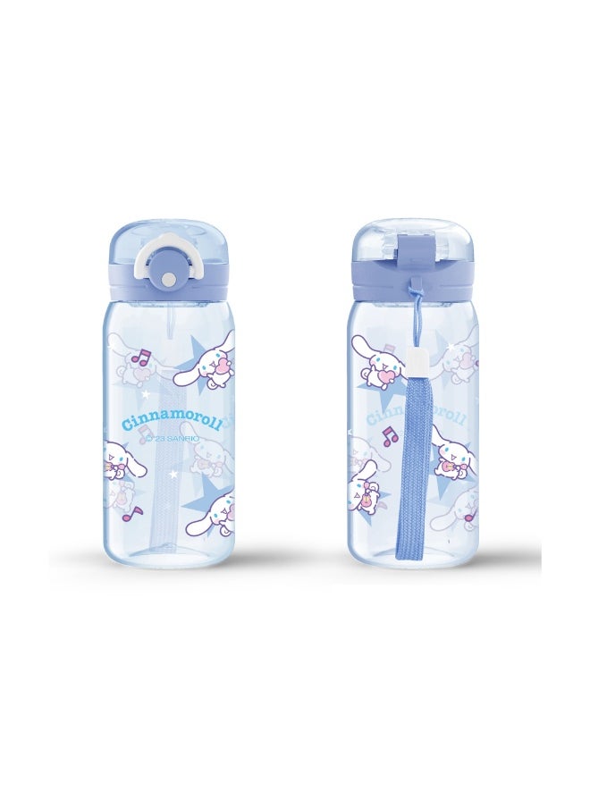 Miniso MINISO Sanrio Characters Plastic Bottle with Strap (450mL, Cinnamoroll) – Cute and Practical Hydration Solution 