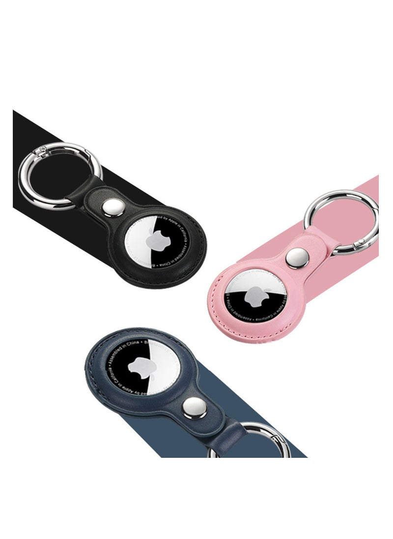 Generic - 4 Pack Airtag Holder for Apple Air Tag Keychain, PU Leather Airtag Case, Air Tagsmate for Luggage, Comes with Ring Metal Snap Keyring for Luggage, Keys, Pets, Kids Bag - Image 1