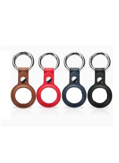 4 Pack Airtag Holder for Apple Air Tag Keychain, PU Leather Airtag Case, Air Tagsmate for Luggage, Comes with Ring Metal Snap Keyring for Luggage, Keys, Pets, Kids Bag