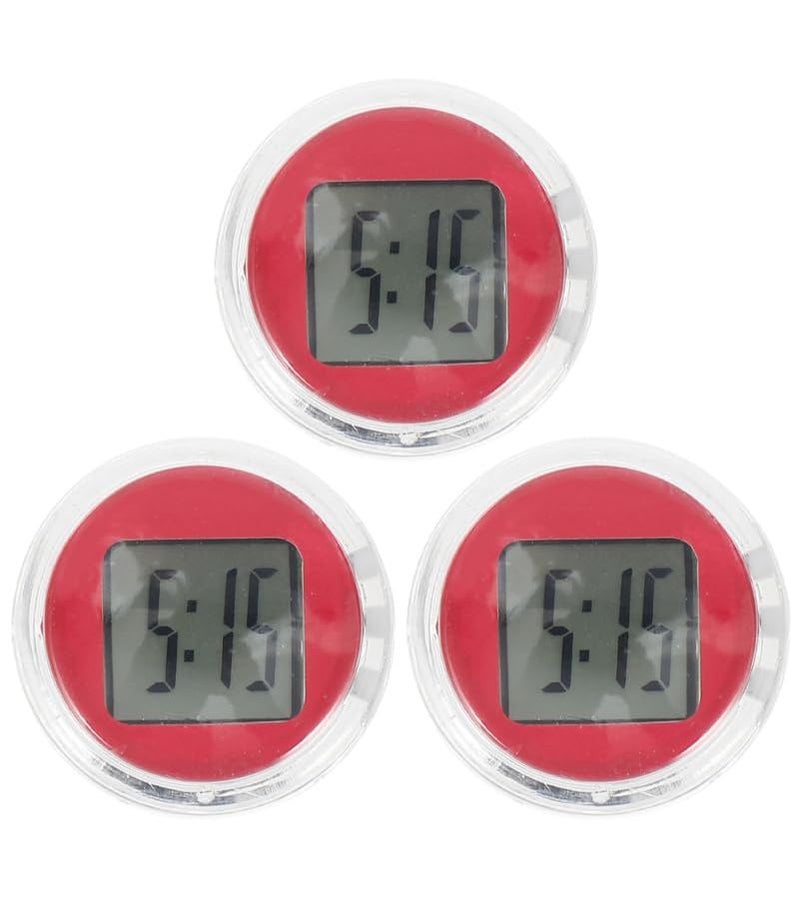 Car Stick Mini Clock For Motorcycle Red Digital Display Double Sided Adhesive - Image 2