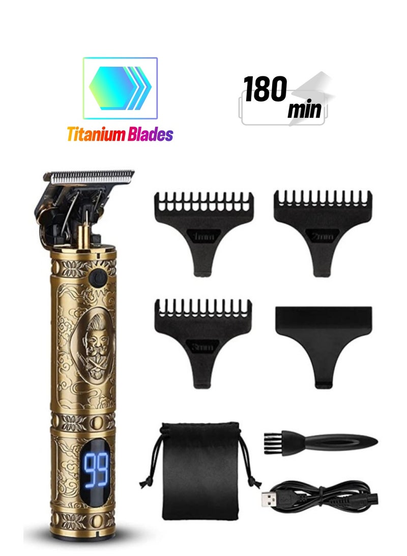 Professional Mens Hair Trimmers, Cordless Rechargeable Beard Trimmer T-Blade Hair Clippers for Men, 0mm Zero Gapped Baldhead Shaver with 3 Combs - Image 1