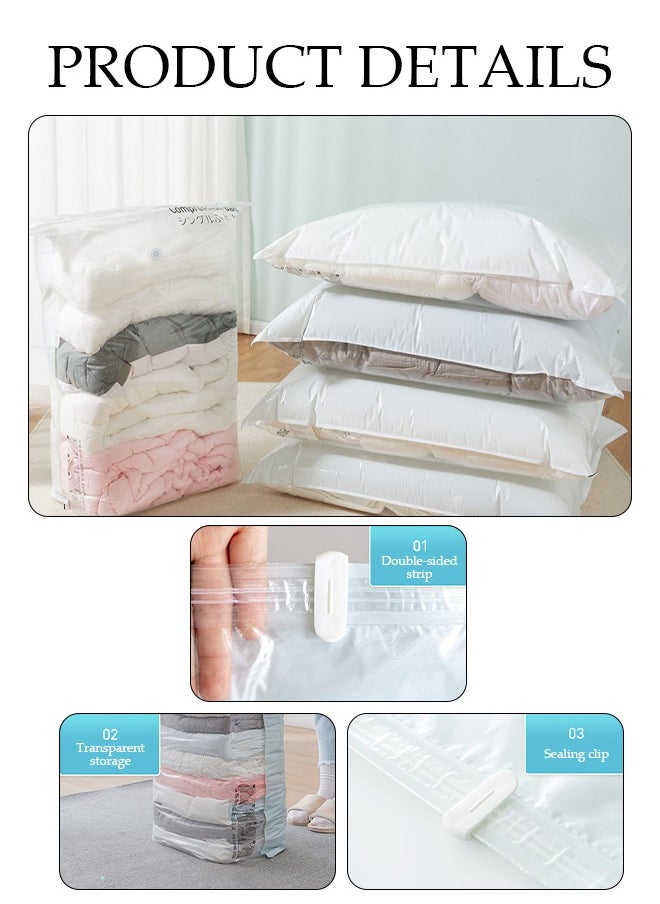 DUNISO Vacuum Space Saver Bag, 5 Pack Large Size Reusable Vacuum Storage Bag(100 x 70 x 32 cm), Simple Style Three-dimensional Bag with Hand Pump, Suitable for cotton quilt, blanket, clothing  - Image 3