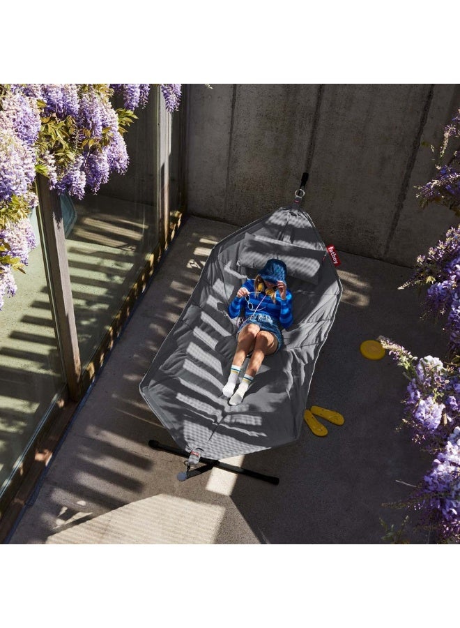 Fatboy Superb Hammock Swing and Stand with Pillow | Bleach-cleanable | 150 kg Capacity | Indoor and Outdoor | 100% Olefin | Filling: Polypropylene | Stand 330x100x110 cm | 270x138 cm (Rock Grey) - Image 2