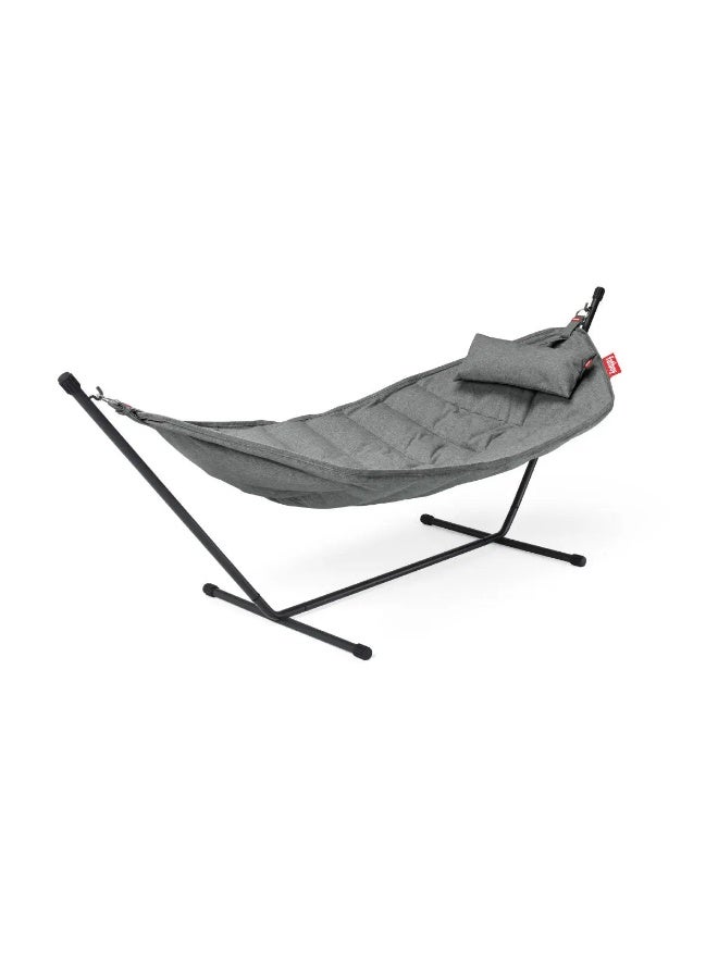 Fatboy Superb Hammock Swing and Stand with Pillow | Bleach-cleanable | 150 kg Capacity | Indoor and Outdoor | 100% Olefin | Filling: Polypropylene | Stand 330x100x110 cm | 270x138 cm (Rock Grey) - Image 1