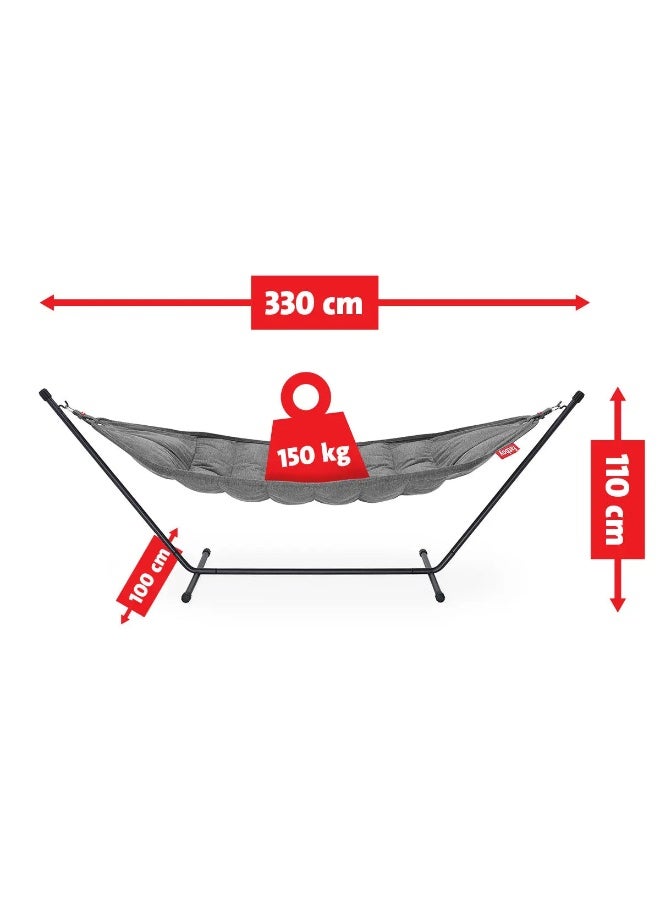 Fatboy Superb Hammock Swing and Stand with Pillow | Bleach-cleanable | 150 kg Capacity | Indoor and Outdoor | 100% Olefin | Filling: Polypropylene | Stand 330x100x110 cm | 270x138 cm (Rock Grey) - Image 5