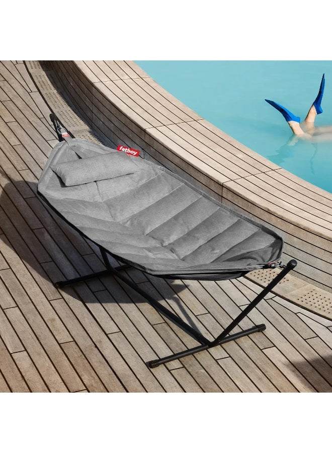Fatboy Superb Hammock Swing and Stand with Pillow | Bleach-cleanable | 150 kg Capacity | Indoor and Outdoor | 100% Olefin | Filling: Polypropylene | Stand 330x100x110 cm | 270x138 cm (Rock Grey) - Image 3