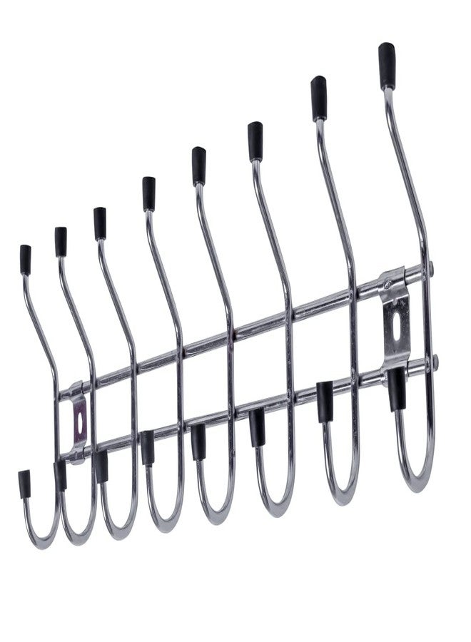 ARANKA Stainless Steel Multi-Purpose 8 pin Hook for Hanging Kitchen Bedroom Bathroom Wall Mounted Rail Clothes Hanger Shelf Rack Door Hook Robe 8 Hooks - Image 1