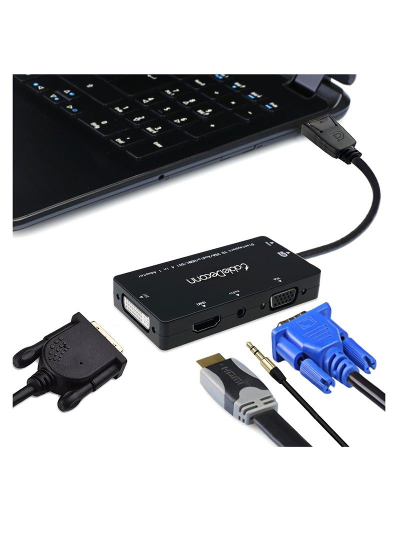 ماركة غير محددة - كابل محول 4 في 1 متعدد الوظائف إلى HDMI/DVI/Vga مع مخرج صوت Micro USB من ذكر إلى أنثى يدعم 3 شاشات في نفس الوقت - Image 1