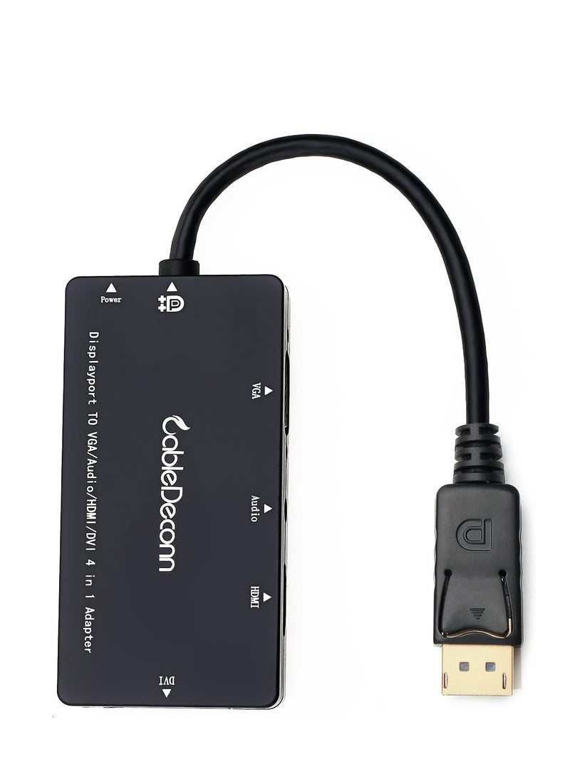 ماركة غير محددة - كابل محول 4 في 1 متعدد الوظائف إلى HDMI/DVI/Vga مع مخرج صوت Micro USB من ذكر إلى أنثى يدعم 3 شاشات في نفس الوقت - Image 1